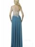 One Shoulder Jewel Beading Bodice Chiffon Evening Dress